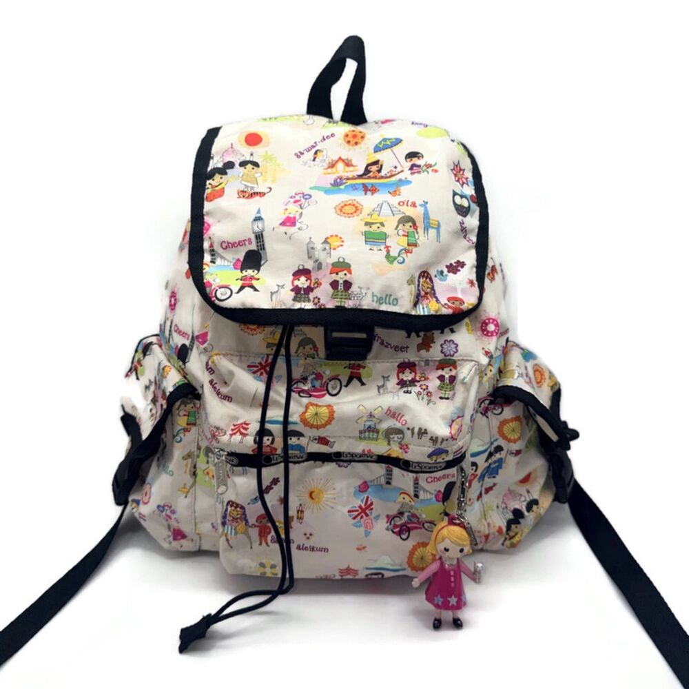 RARE LeSportsac Disney It's A Small World Voyager Backpack - Worldwide Greeting